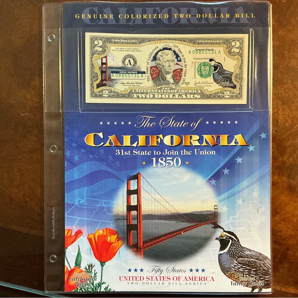 California Colorized $2 bill